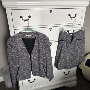 Black and white skirt suit